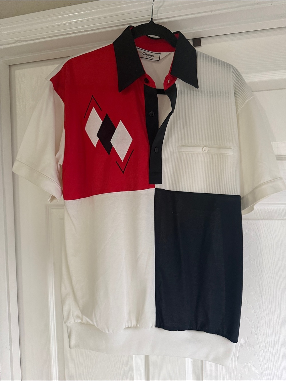 Classics by Palmland Vintage Retro County Club Bowling Red Blue Colorblock Polo